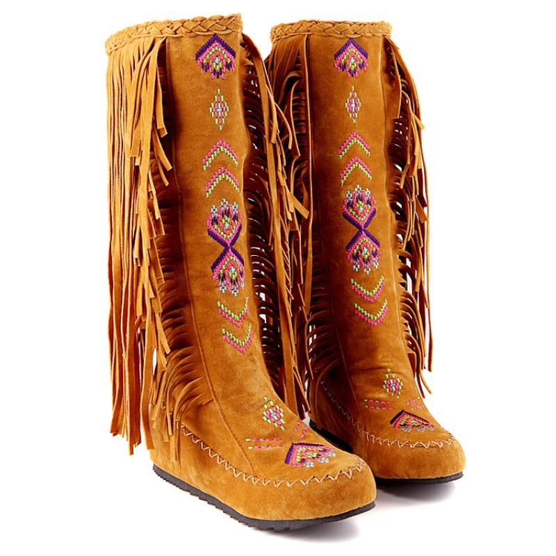 Bottes à franges brodées à la  - Ethnic Fashion In avis et prix